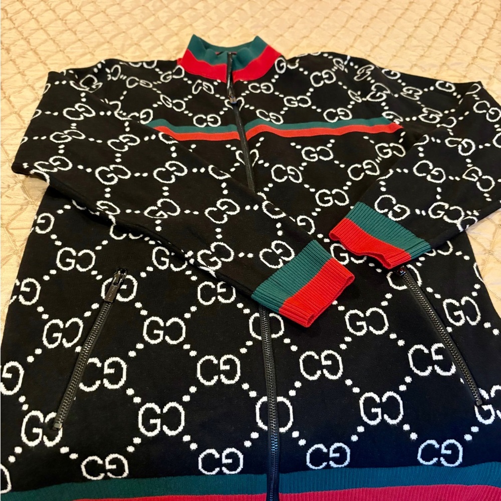 Black sweater for men with Red and Green Accents elegant  beautiful